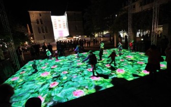 Late Light Shopping in Hildesheim: Projektion mit wachsenden Blumen