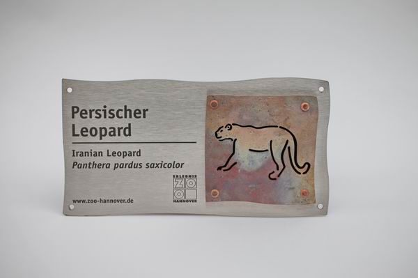 Edelstahl Schild Leopard