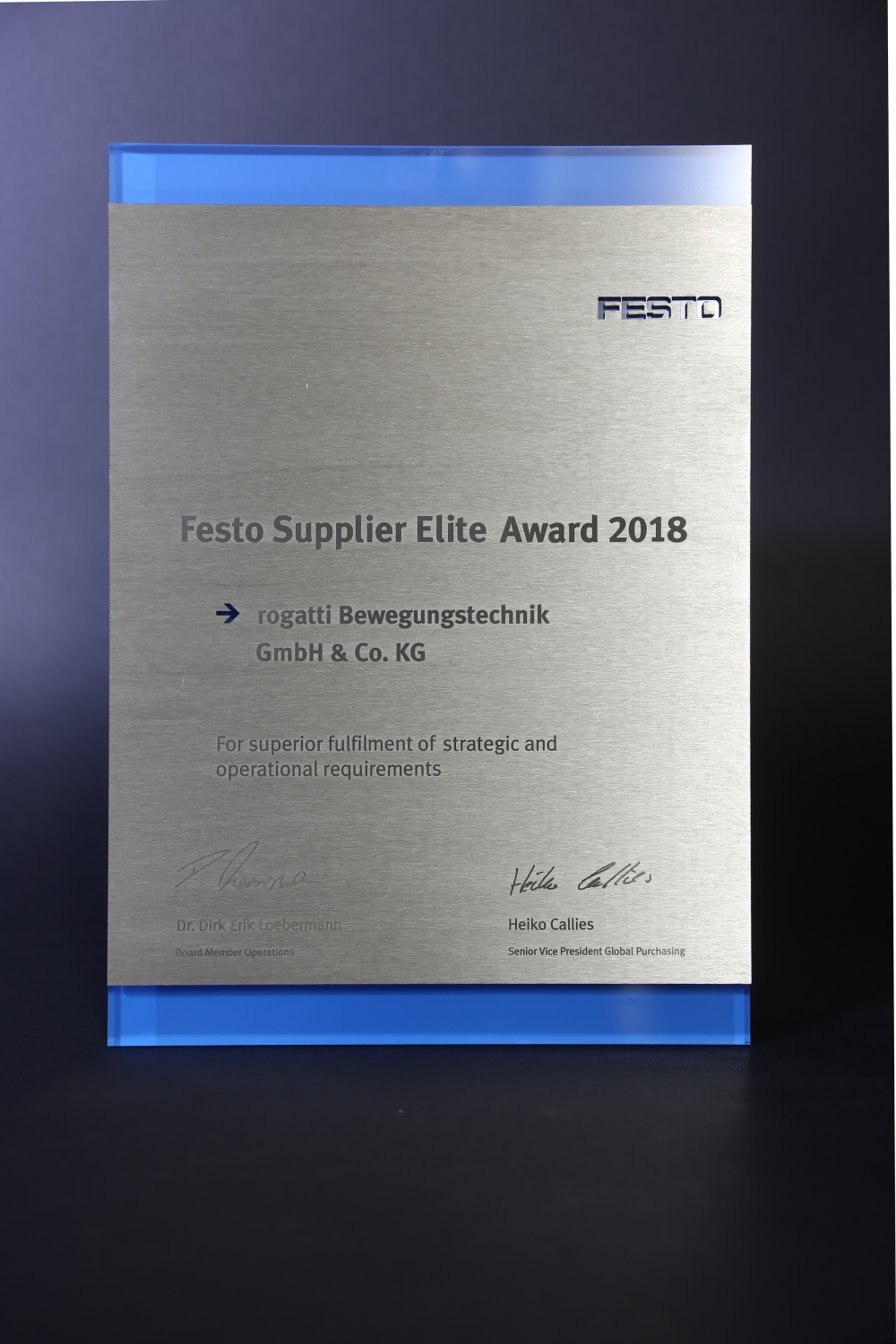 Festo Supplier Elite Award 2018