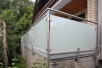 Terrassengeländer aus Edelstahl und satiniertem Glas - Edelstahl Balkongeländer mit satiniertem Glas