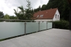 Terrassengeländer aus Edelstahl und satiniertem Glas - Edelstahl Balkongeländer mit satiniertem Glas