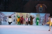Eisshow auf dem Dorfteich im Winter-Zoo mit einem sehr kompliziertem Bühnenbild