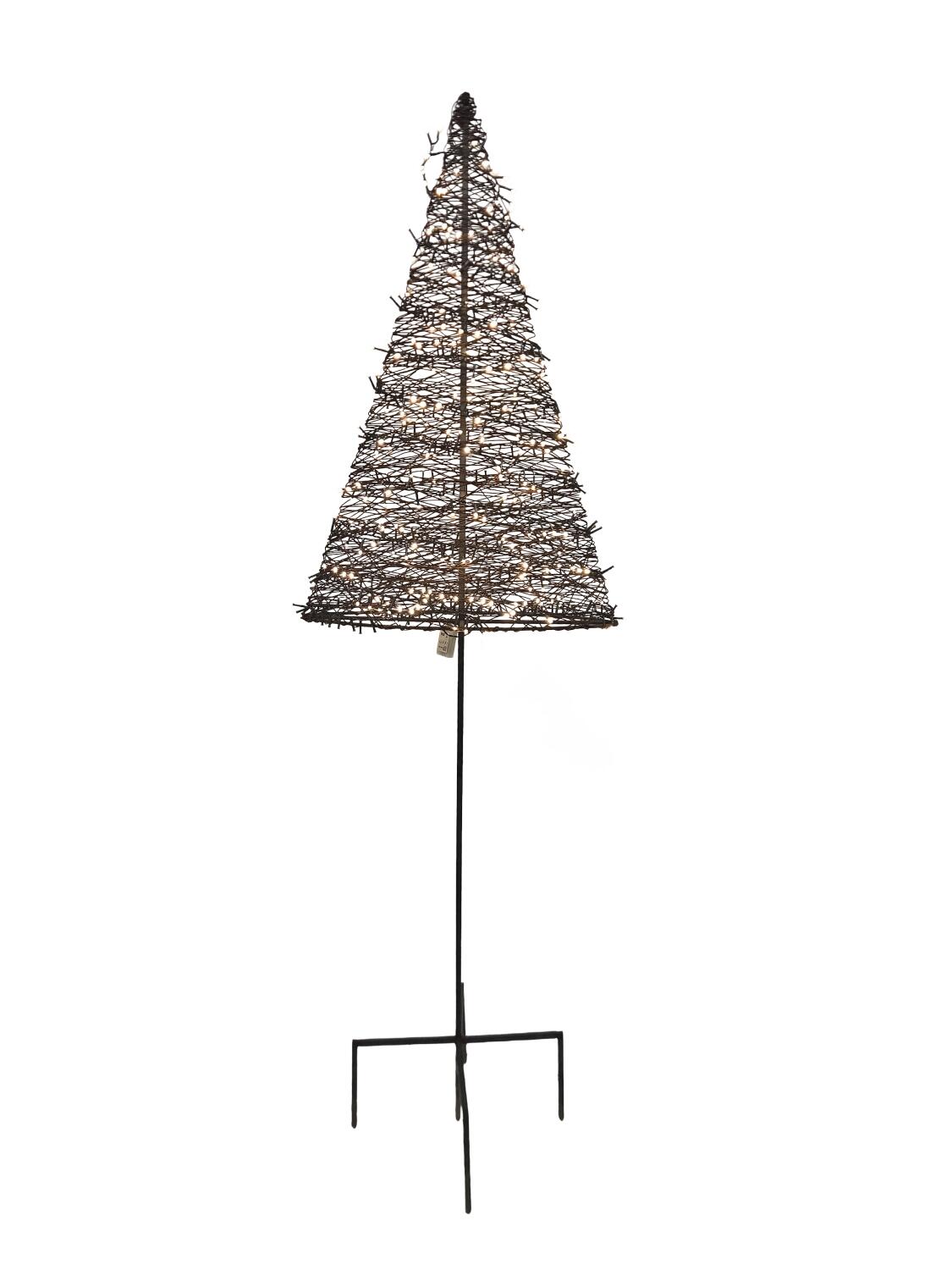 Tannenbaum mit Stamm - Lichtskulptur aus handgewickeltem Stahldraht - Tannenleuchter aus Stahl