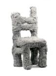 Stuhlskulptur aus Holz und Edelstahlwolle