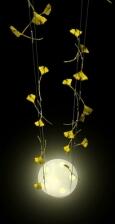 Ginkgo Leuchte - Kronleuchter mit vergoldeten Ginkgo Blättern in Metall