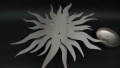 Dreidimensionale Sonne aus Edelstahl mit LED hinterleuchtet, Ø ca. 62 cm mit LED Hinterleuchtung