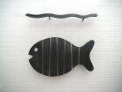Wandhängende, kinetische Fischskulptur aus Stahl