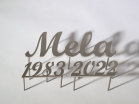 Grabschrift Mela aus 3mm Edelstahl gelasert