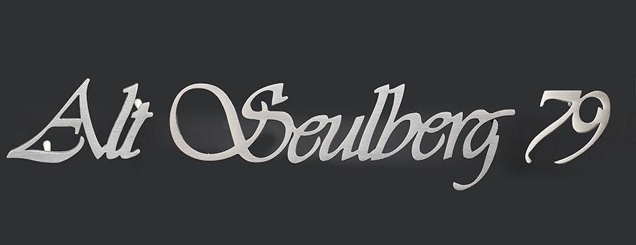 Edelstahl Schriftzug