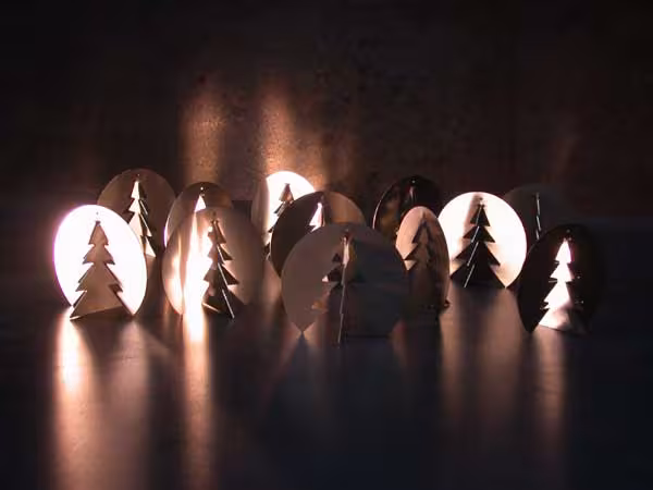 Dreh Tannenbaum im Dreierpack aus Edelstahl