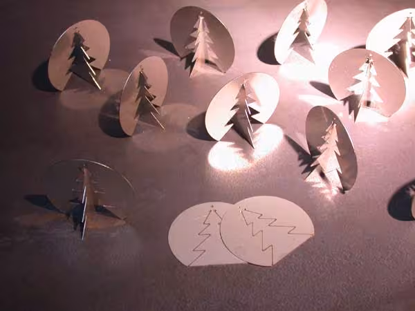 Dreh Tannenbaum im Dreierpack aus Edelstahl