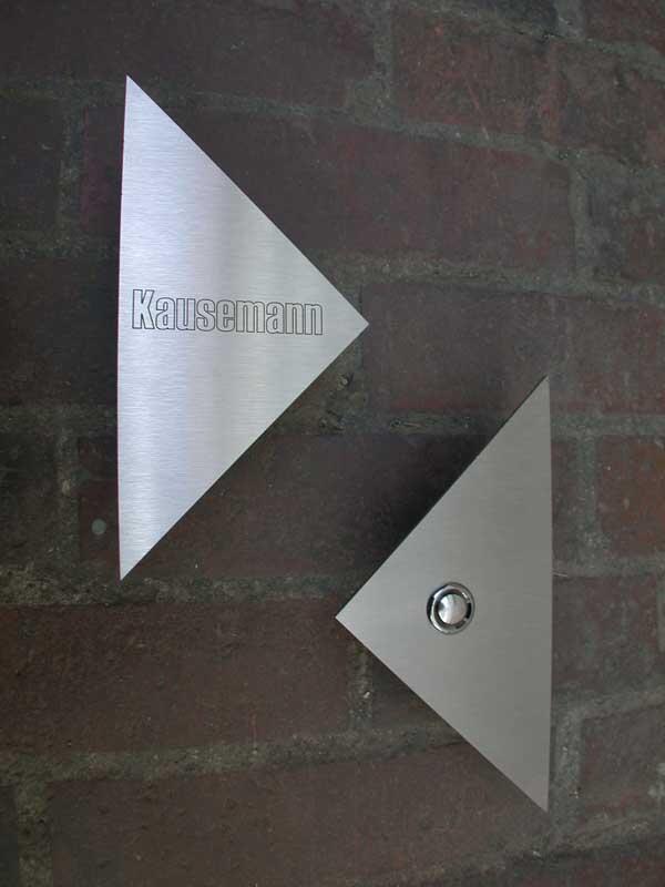 Klingel und Klingelschild,  Edelstahl lasergraviert