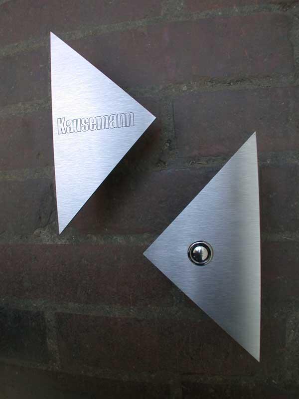 Klingel und Klingelschild,  Edelstahl lasergraviert