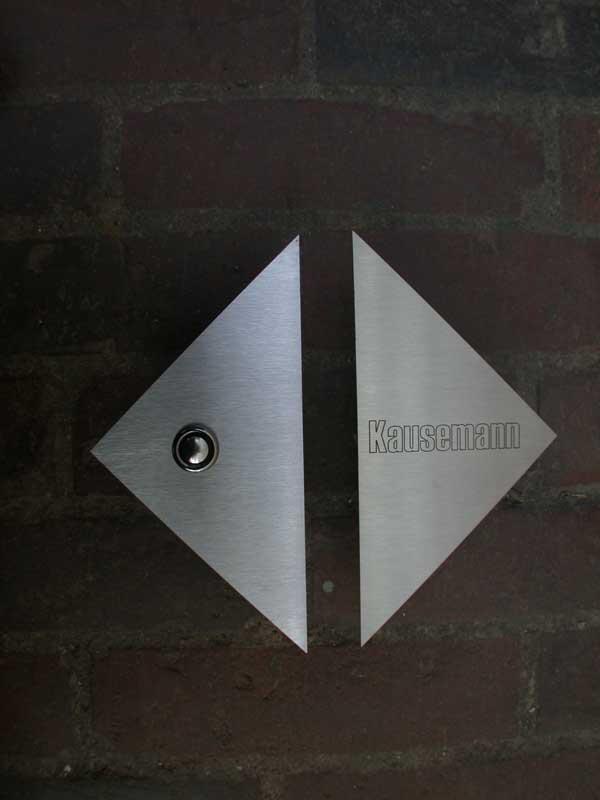 Klingel und Klingelschild,  Edelstahl lasergraviert