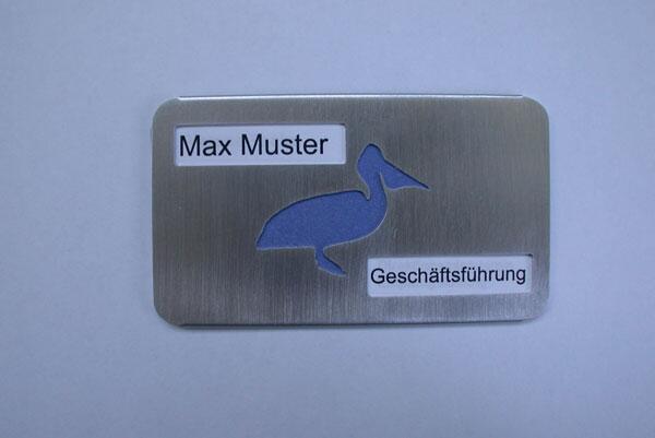 Magnetisches Namensschild für die Gästeresidenz PelikanViertel