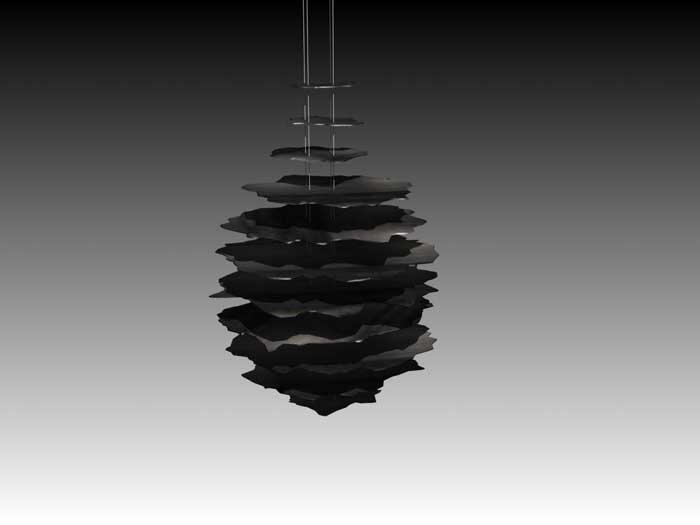 Verschiedene Kavernen Skulpturen aus Stahl gelasert - Entwurf für SOCON SONAR CONTROL