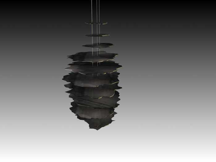 Verschiedene Kavernen Skulpturen aus Stahl gelasert - Entwurf für SOCON SONAR CONTROL