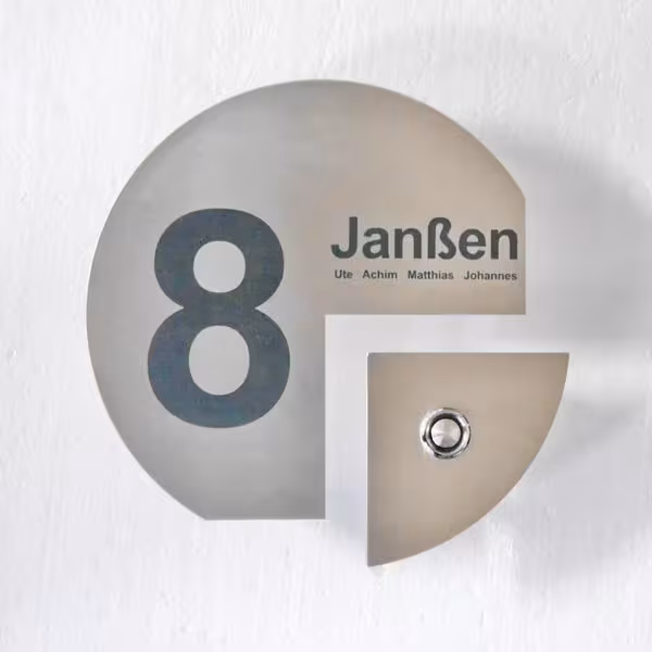Rundes Klingelschild aus wertvollem Edelstahl - Klingelschild