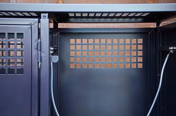 Müllbox aus lackiertem, feuerverzinktem Stahl - Blau lackierte Müllbox