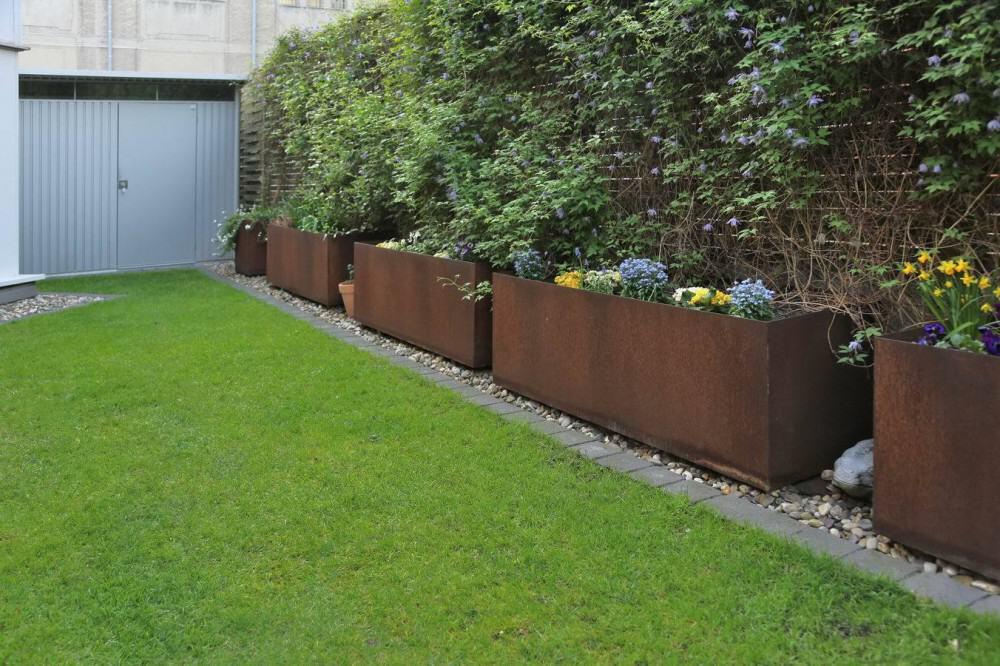 Pflanzentröge aus 3 mm Corten Stahl - Pflanztröge