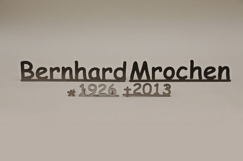 Grabschrift, Edelstahl Schrift