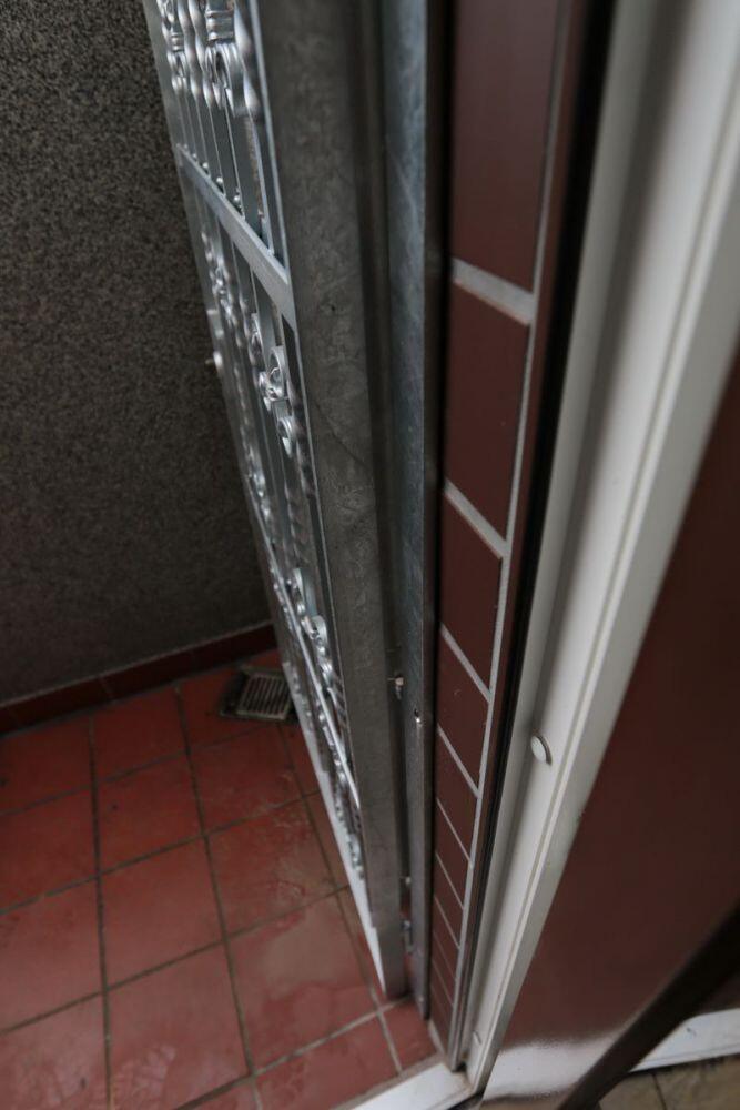 Sicherheitst&uuml;r aus Stahl, feuerverzinkt mit Schmuckornamenten