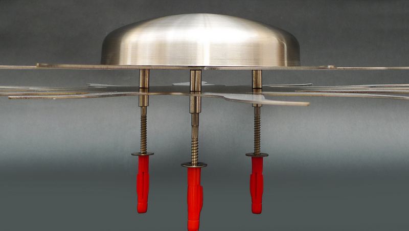 Dreidimensionale Sonne aus Edelstahl mit LED hinterleuchtet, &Oslash; ca. 62 cm mit LED Hinterleuchtung