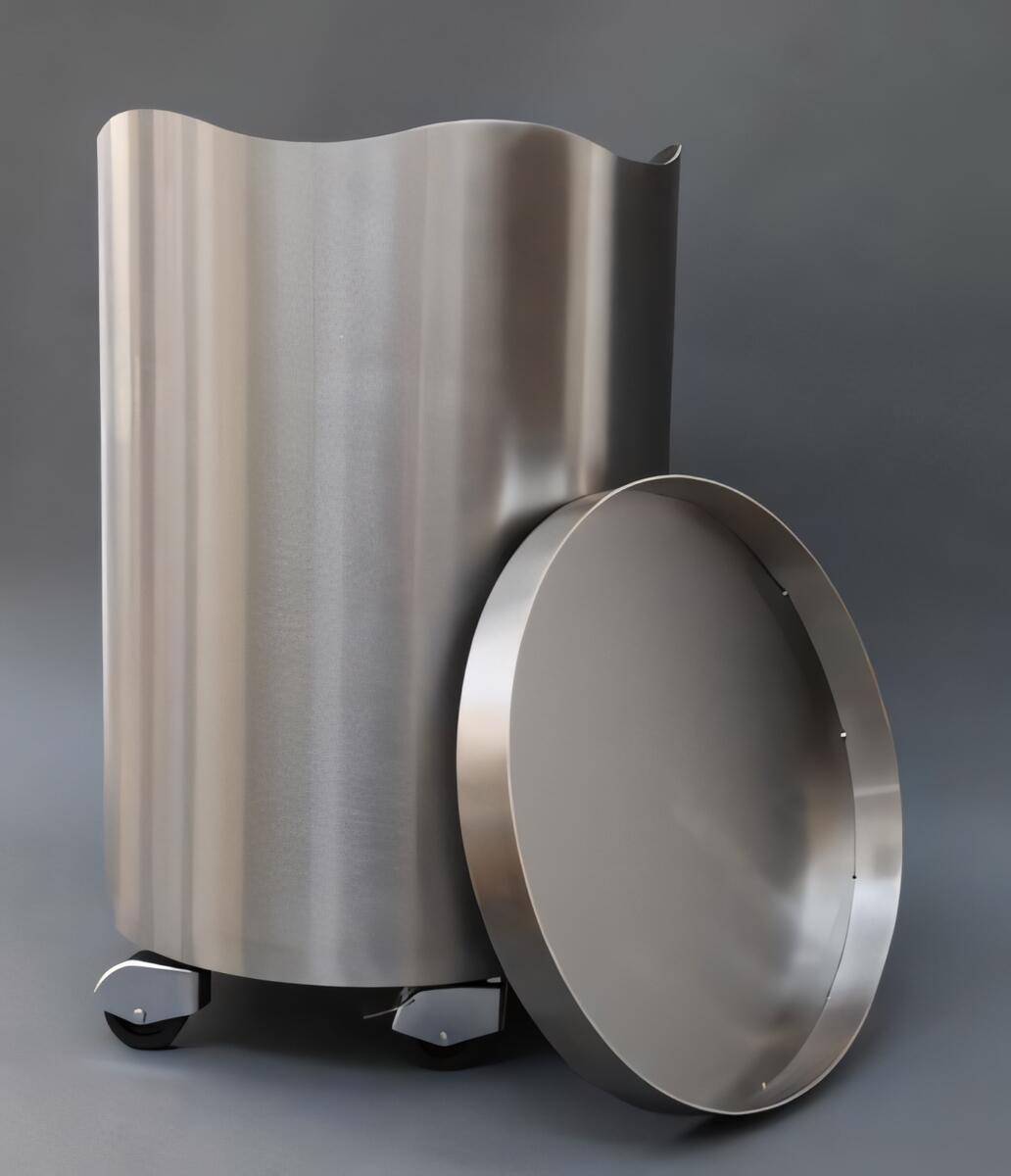 Rollbarer Wäschekorb und Hocker aus Edelstahl - Wäschekorb, Hocker