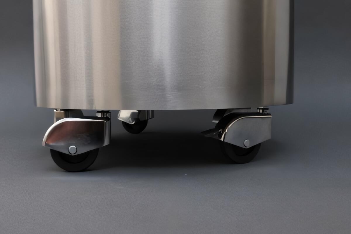 Rollbarer Wäschekorb und Hocker aus Edelstahl - Wäschekorb, Hocker