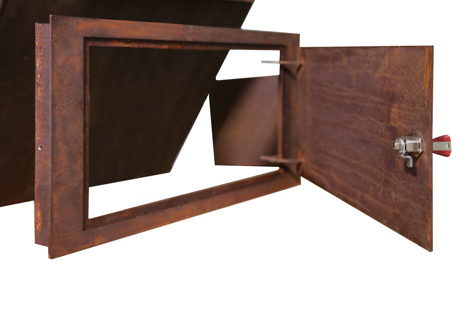 Briefkasten mit Zeitungsfach aus rostigem Stahl