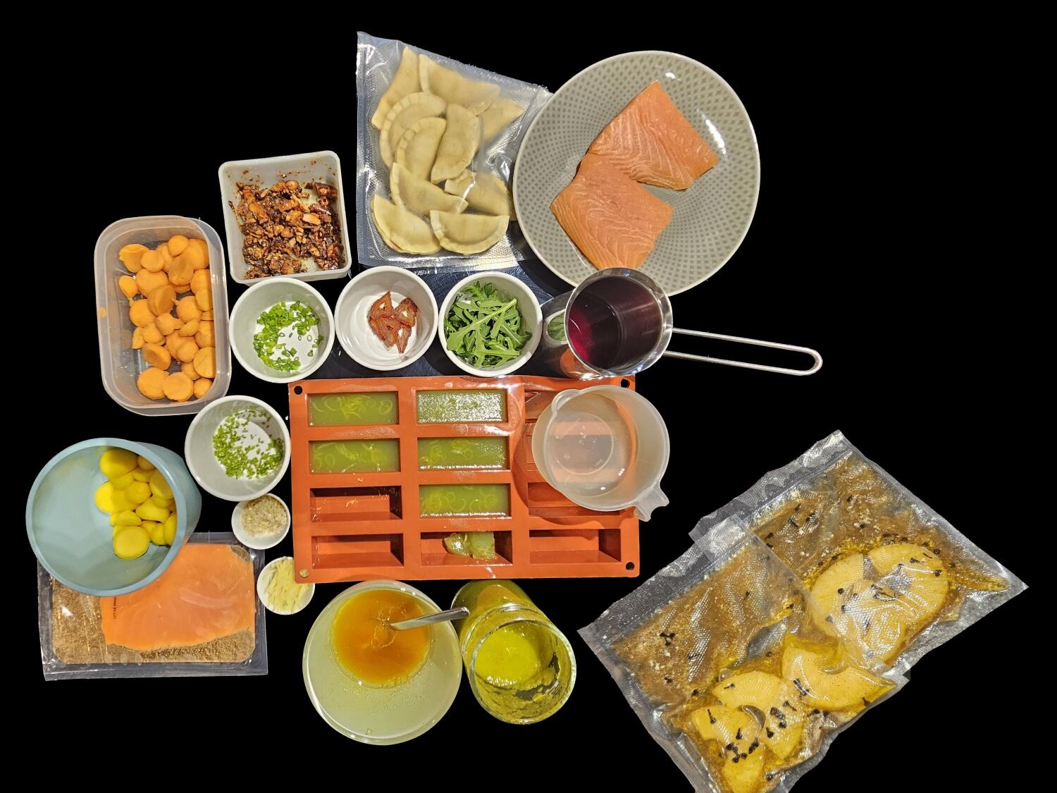 Gurkengelee mit Räucherlachs & Feigensenfcreme