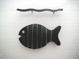Wandhängende, kinetische Fischskulptur aus Stahl