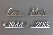 Schriftzug Cona Maria aus Edelstahl