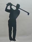 Der Golfer. Skulptur aus 3 mm Stahlblech plasmagetrennt, verzinkt und lackiert