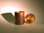 Teedose aus Kupfer von innen 24 ct vergoldet