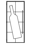 Weinkeller Lofttür mit großer Weinflasche