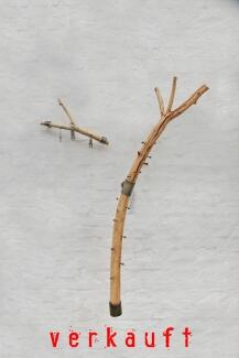 Wandhängende Astgarderobe und ein Schlüsselhalter