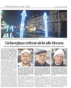 Artikel aus der HAZ über die Weihnachtsbeleuchtung in Bad Salzdetfurth