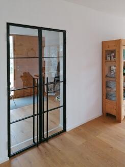 Doppeltür als Loft Sprossentür in Stahl