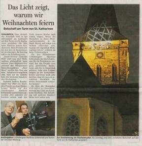 Bericht über die Projektion auf den Turmhelm der St. Katharinen Kirche in Osnabrück