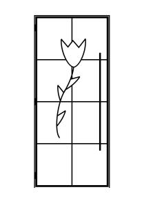Tür im Industrie Look mit einer Blume aus Vierkantstahl