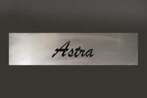 Edelstahl Beschriftung "Astra"