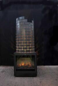 Kamin mit elektrischem Feuer für die Gästeresidenz Pelikan in Hannover