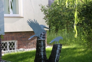 3 Vogelskulpturen von Hand geschnitten und verzinkt