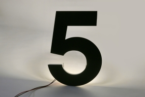LED-Hausnummer "5" aus 3 mm  Edelstahl