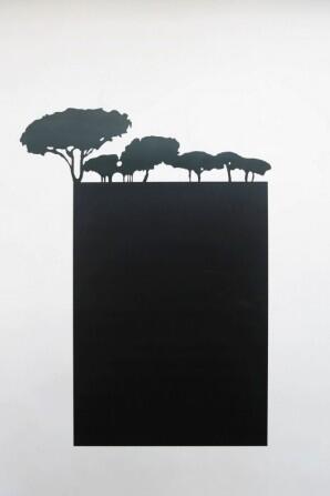 Pinnwand aus Edelstahl lackiert mit Baumkonturen