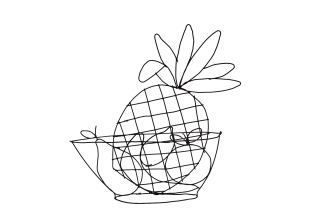 Stilleben mut Ananas und Obst