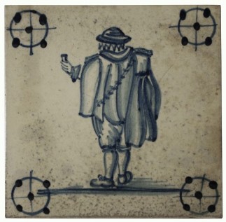 friesische Fliese mit der Rückenansicht eines Mannes