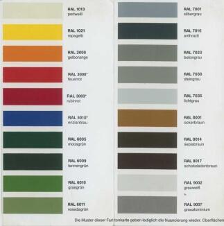 Farbige Beschichtung, die zuverlässig auf frisch verzinktem Stahl hält - Farbscala