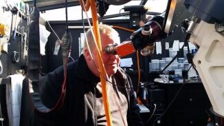 Friedhelm Hallmann und Peter Schmitz bei der Sonnenbeobachtung